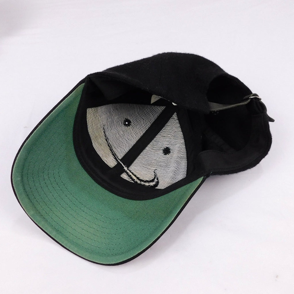 90s/Y2K Nike Black Tonal Swoosh Wool Strapback Hat - Adjustable