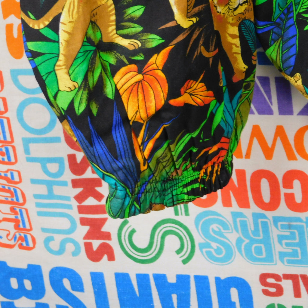 Vintage 90s All Over Jungle Print Jacket XL Full Zip Collared Loud Retro AOP