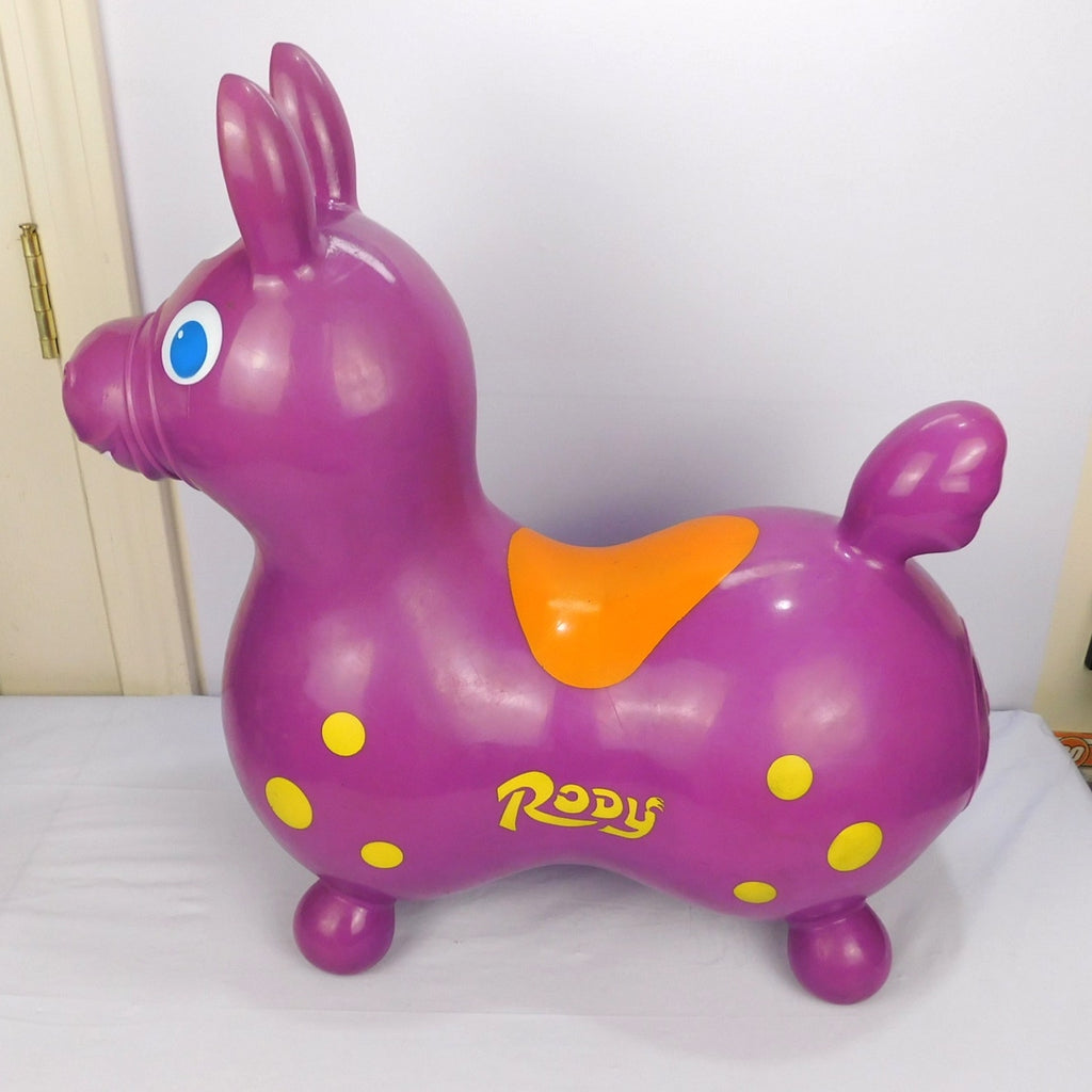 Vintage Rody Bounce Horse 1984 Ledraplastic Italy Purple Yellow Inflatable 20"