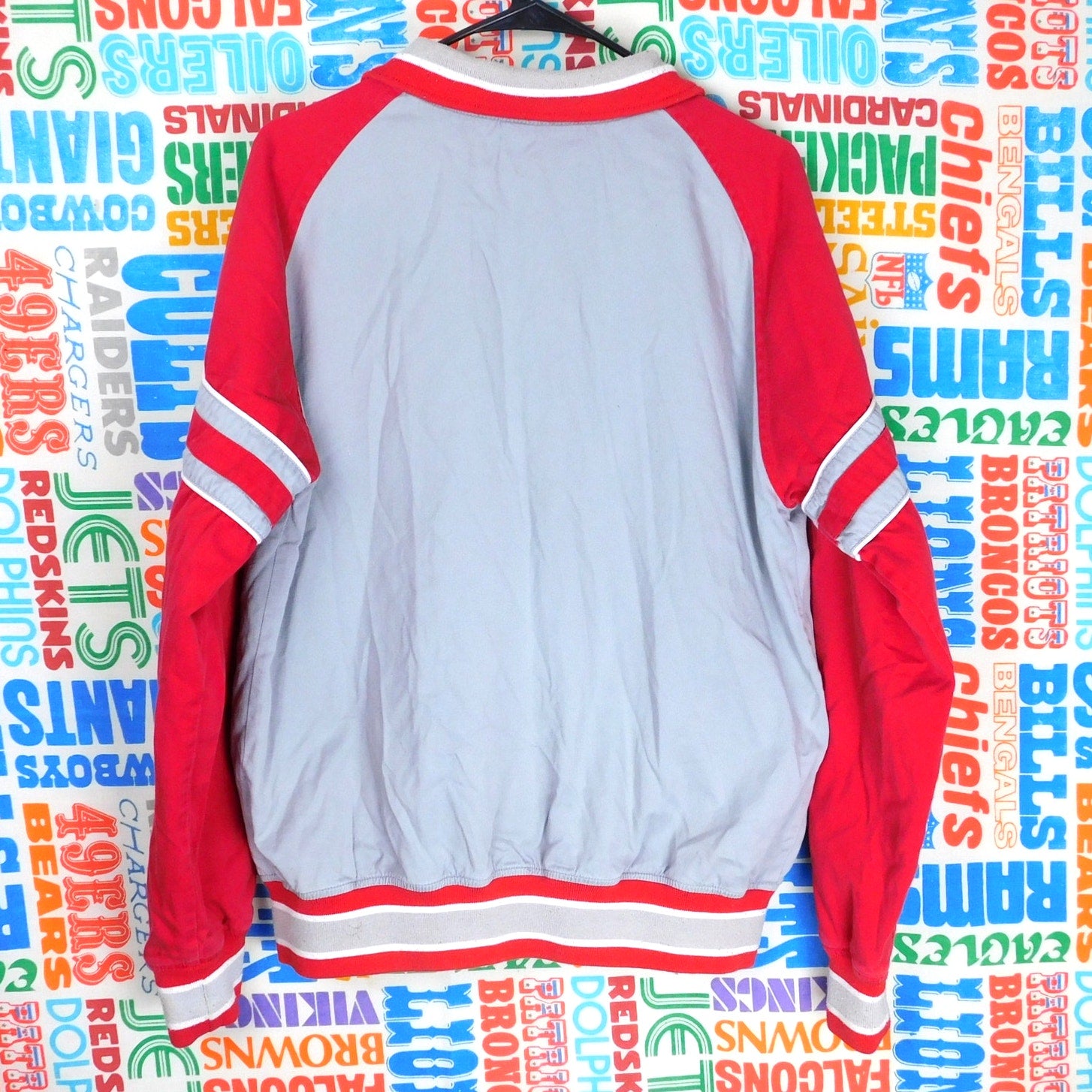 Stall & Dean Cornell University Jacket Full Zip Size L Big Red Gray Patches Soft