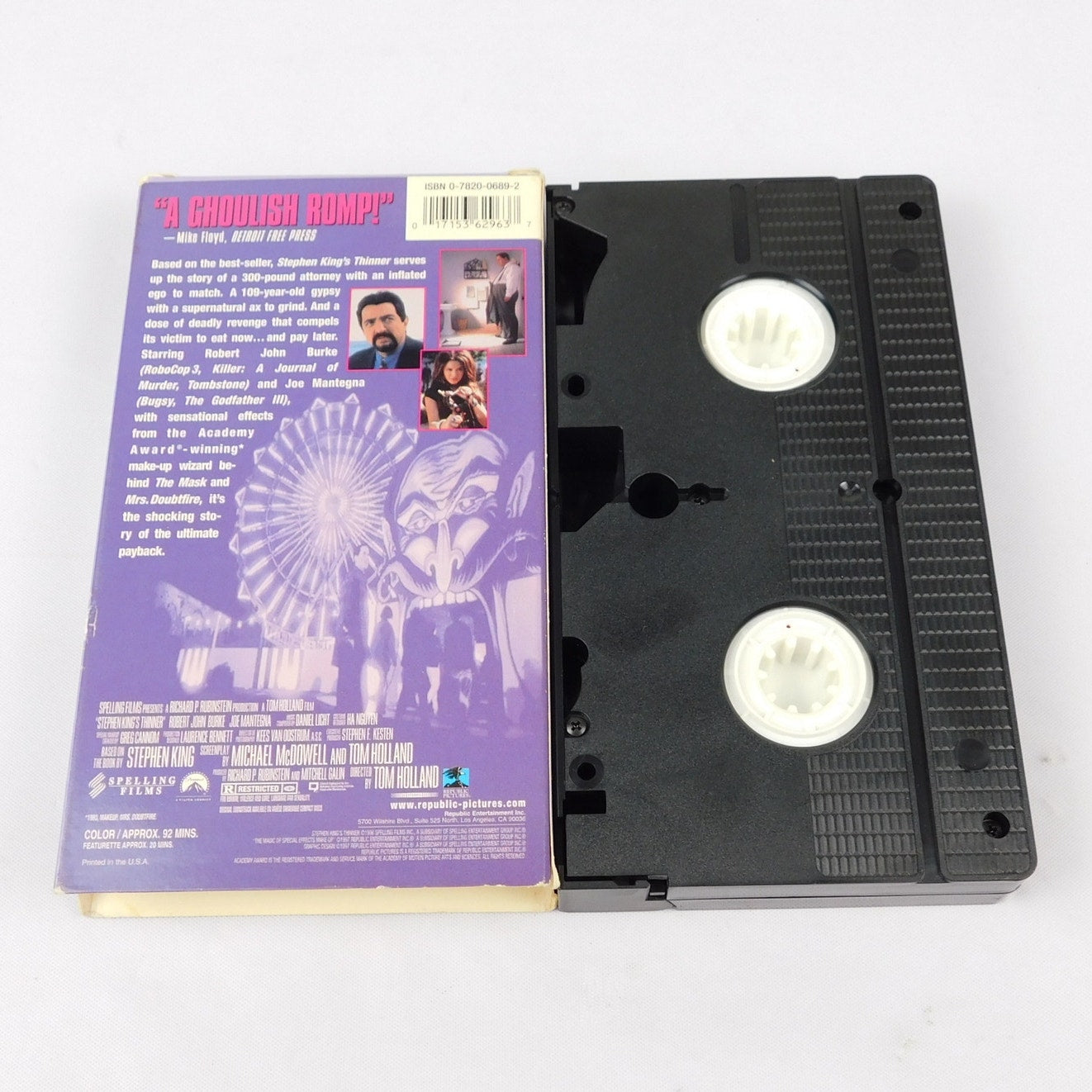 Stephen King's Thinner VHS 1996 Tested Republic Pictures Body Horror