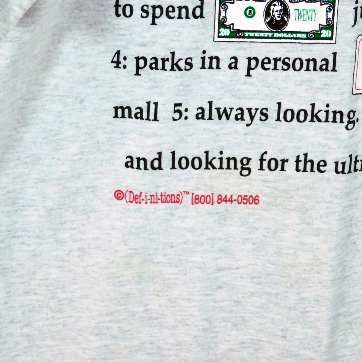 Vintage 90s Shopper T Shirt Size L Definitions Hugger Tag Gray Unworn