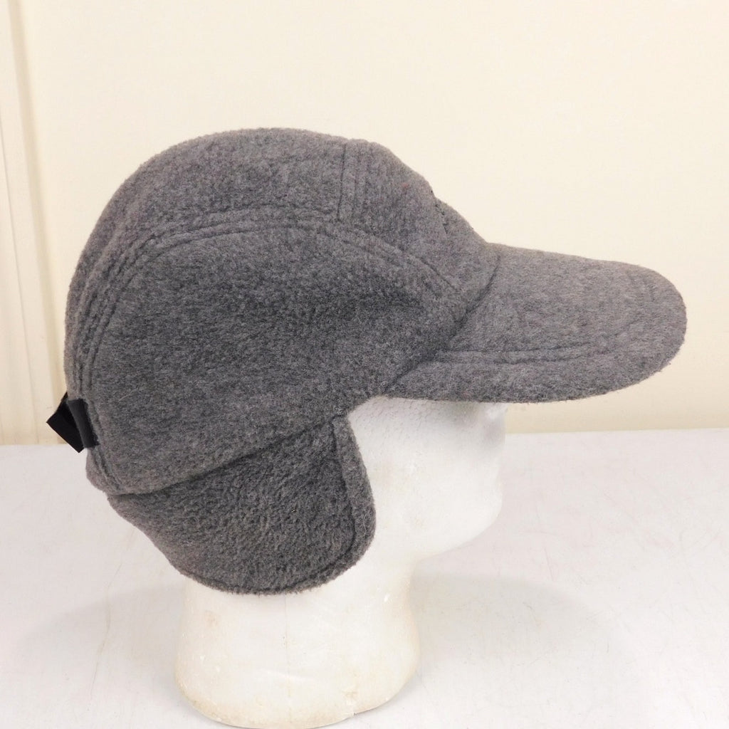 LL Bean Trapper Polartec Fleece Hat Strap Back Side Flaps Gray Size M USA Made