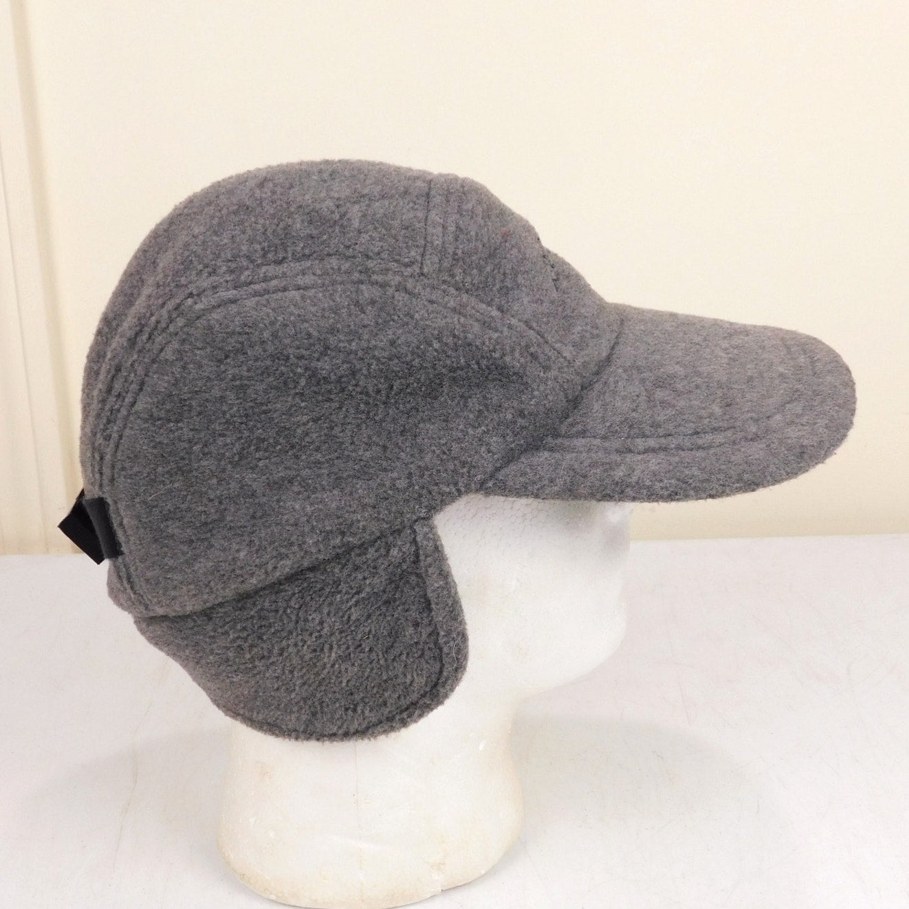 LL Bean Trapper Polartec Fleece Hat Strap Back Side Flaps Gray Size M USA Made