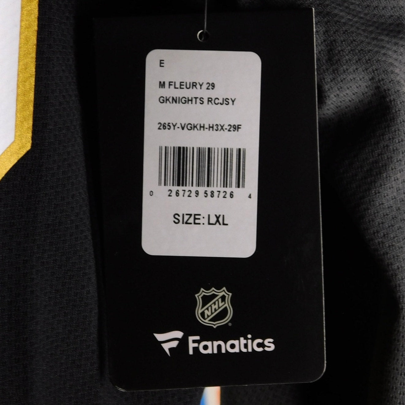 Fanatics Vegas Golden Knights Marc Andre Fleury Jersey - Size Youth L/XL, NWT