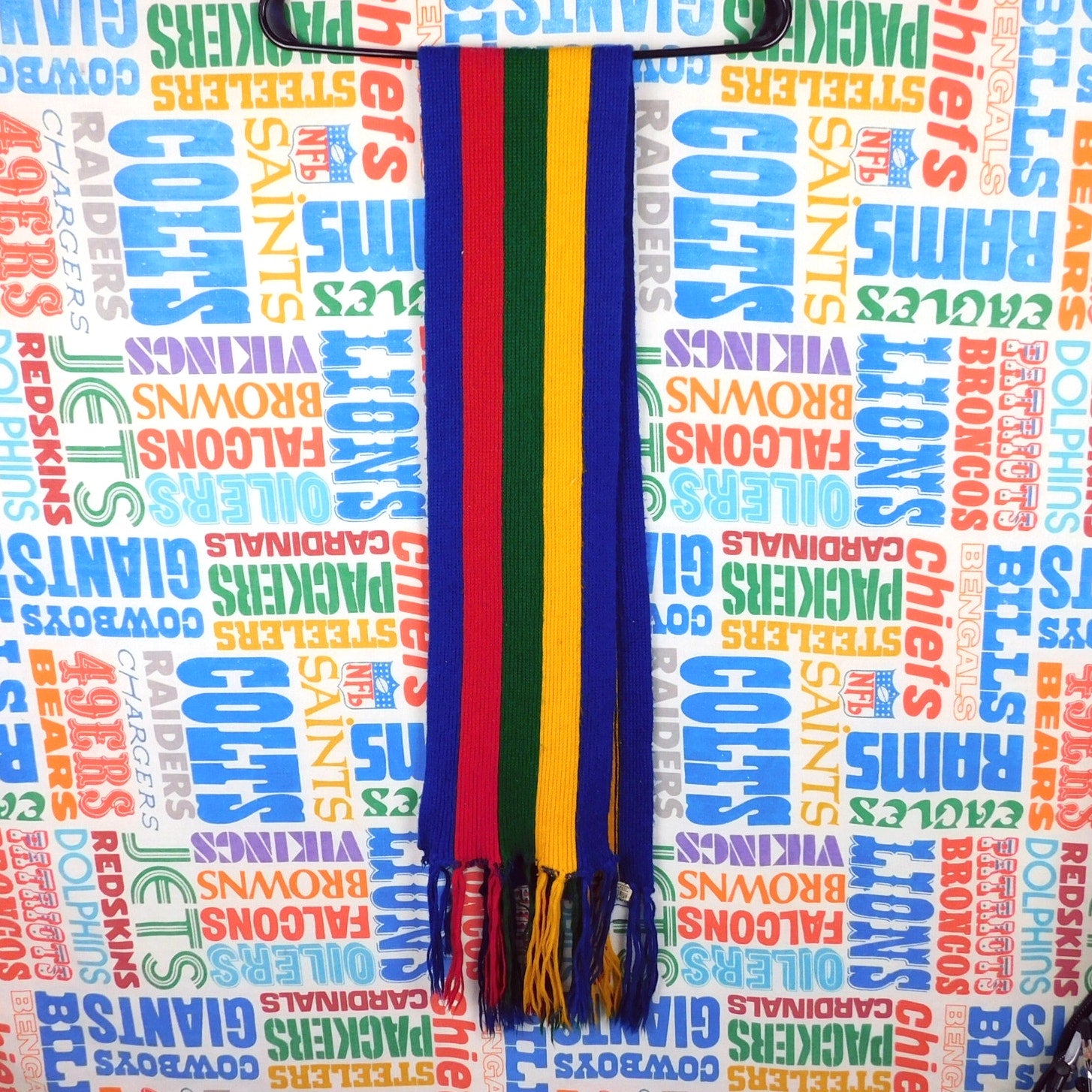 70s/80s Japanese Multicolor Acrylic Scarf - 58" x 7"