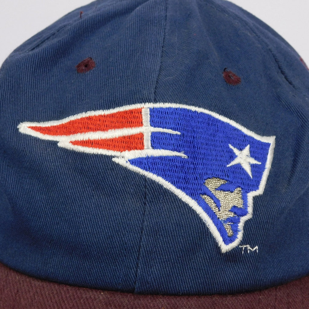90s Logo Athletic New England Patriots Maroon Brim Snapback Hat - Adjustable