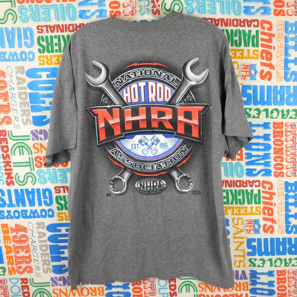 NHRA National Hot Rod Association T Shirt Mens XL Gray Drag Racing Wrenches