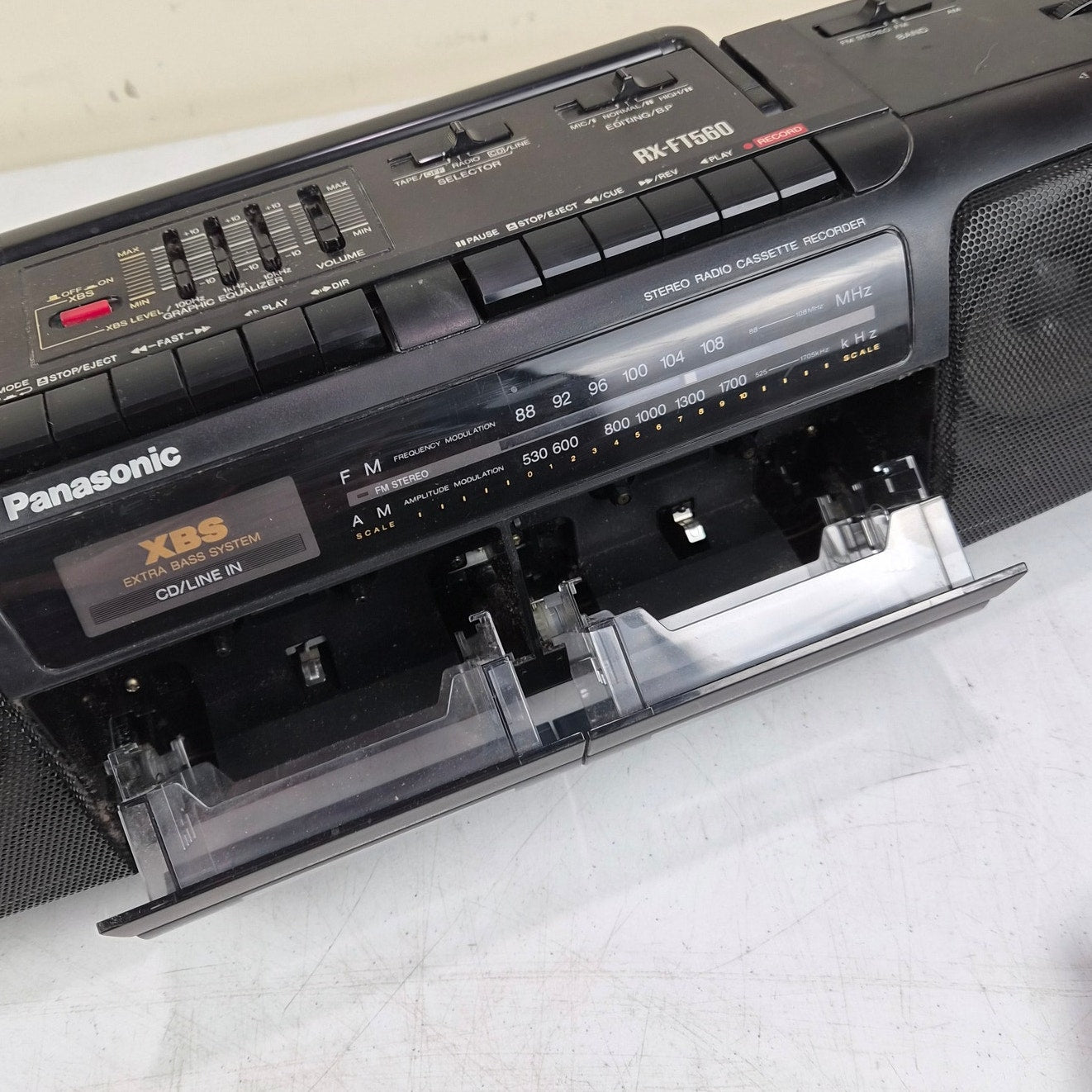 Panasonic RX-FT560 Portable Stereo Boombox Dual Cassette Tested Serviced Vintage