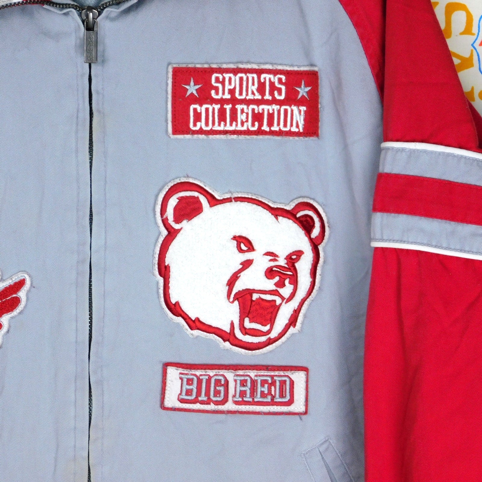 Stall & Dean Cornell University Jacket Full Zip Size L Big Red Gray Patches Soft
