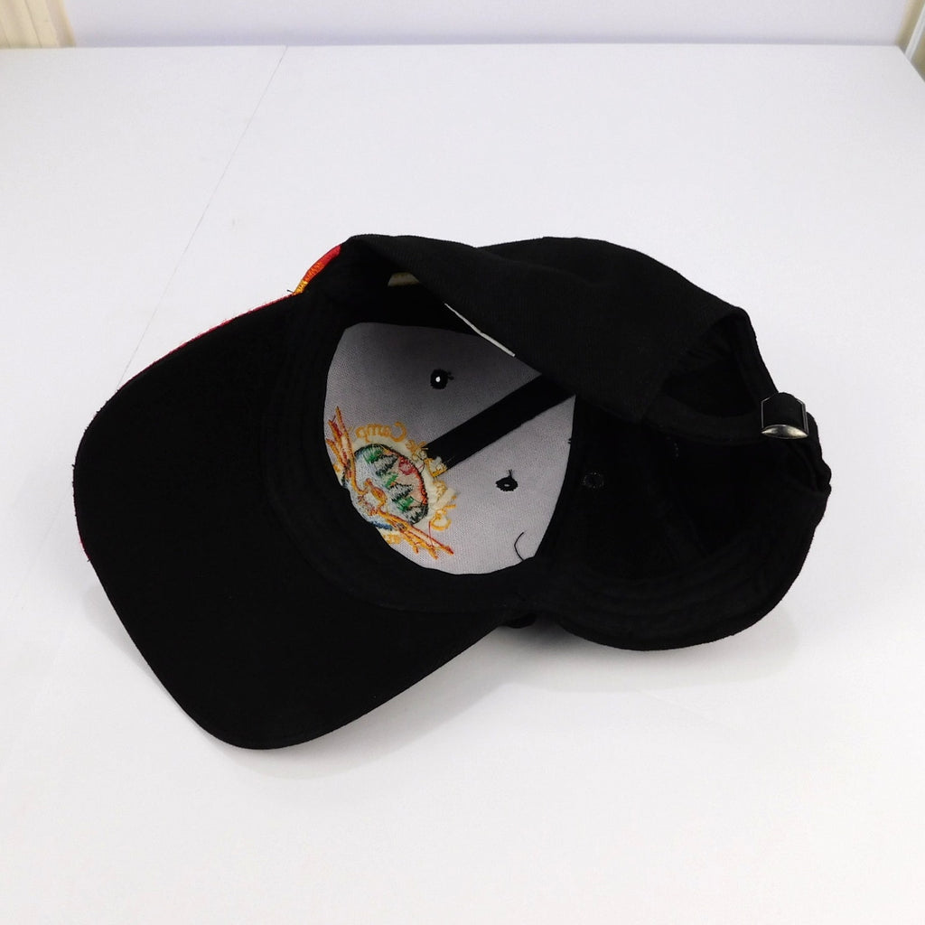 Golden Eagle Camp Elk Lake Canada Flame Embroidered Biker Hat - Adjustable