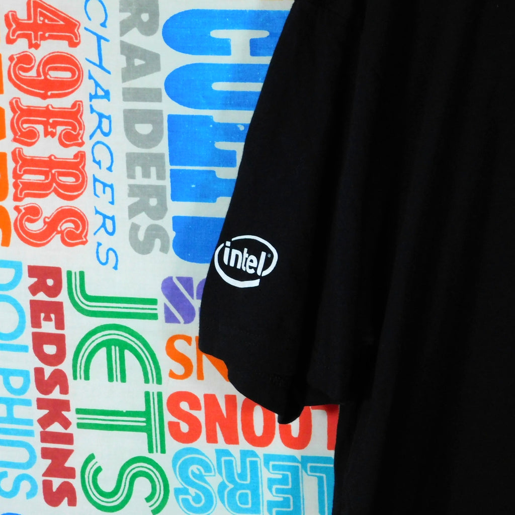 Intel Lightning Graphic T Shirt Size XL Double Sided Dell Black Power Button