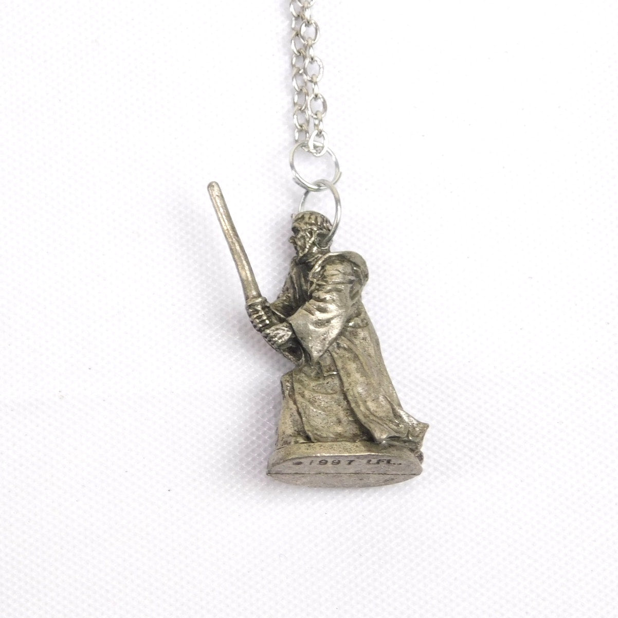 Vintage Obi Wan Ben Kenobi Necklace Star Wars Monopoly Game Piece Sterling Silver 1997