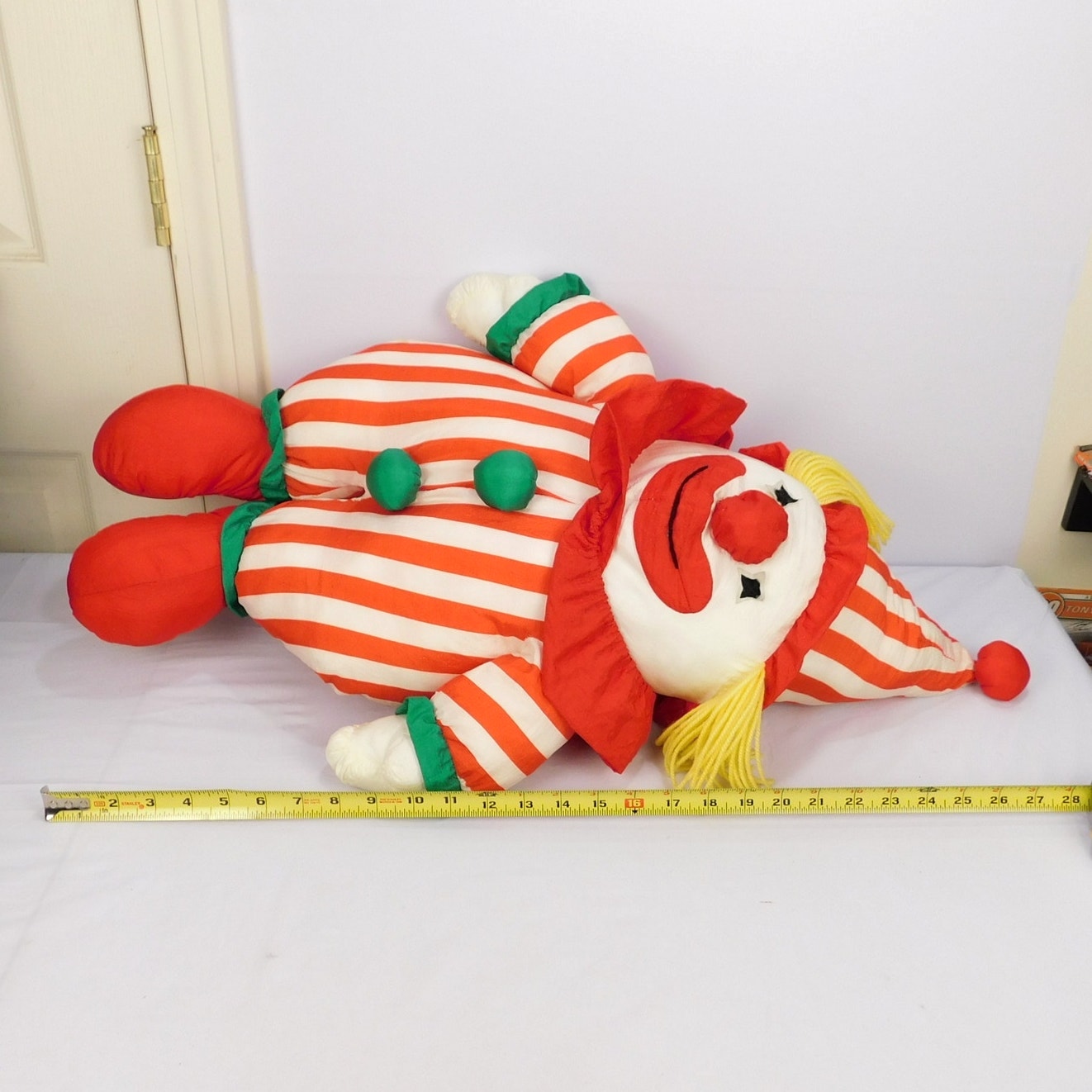 Vintage Clown Plush 1985 AMC Best Friends 28" Red White Striped Squeaky Nose