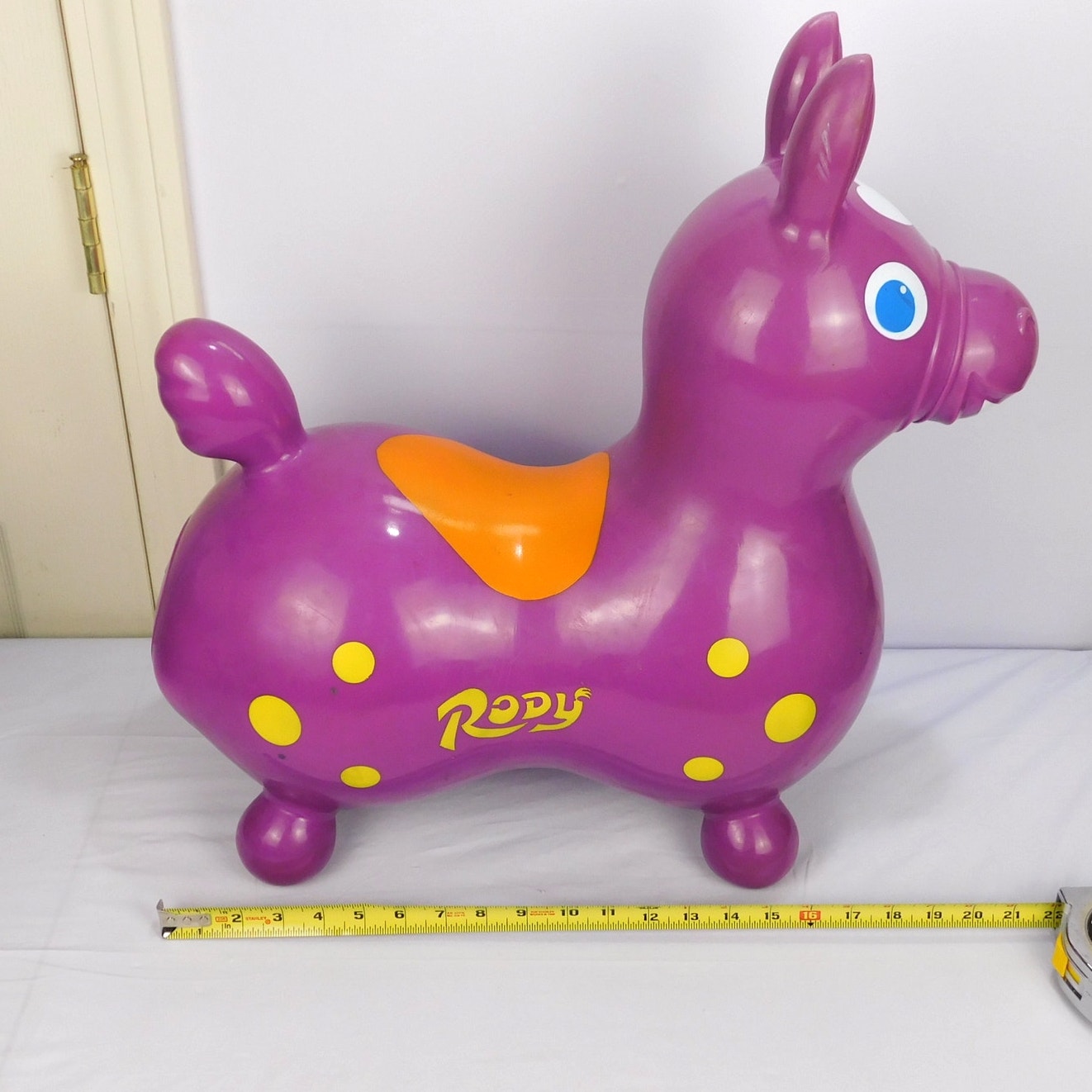 Vintage Rody Bounce Horse 1984 Ledraplastic Italy Purple Yellow Inflatable 20"