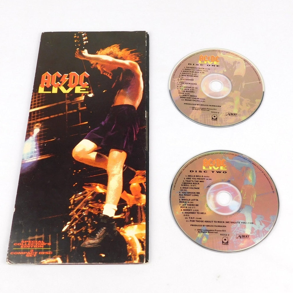 AC DC Live 2 Disc CD Set Long Box Tested w/ Poster 1992 Atco 7 92212-2