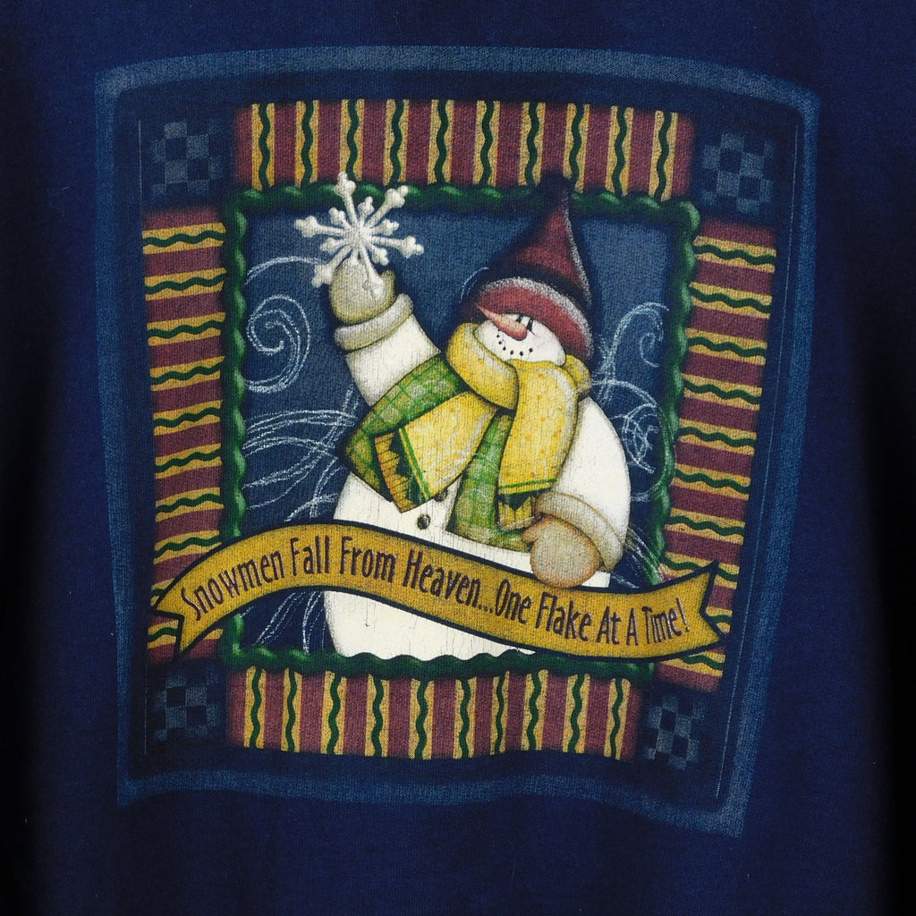 90s Snowmen Fall From Heaven One Flake At A Time Sweatshirt - Size XL