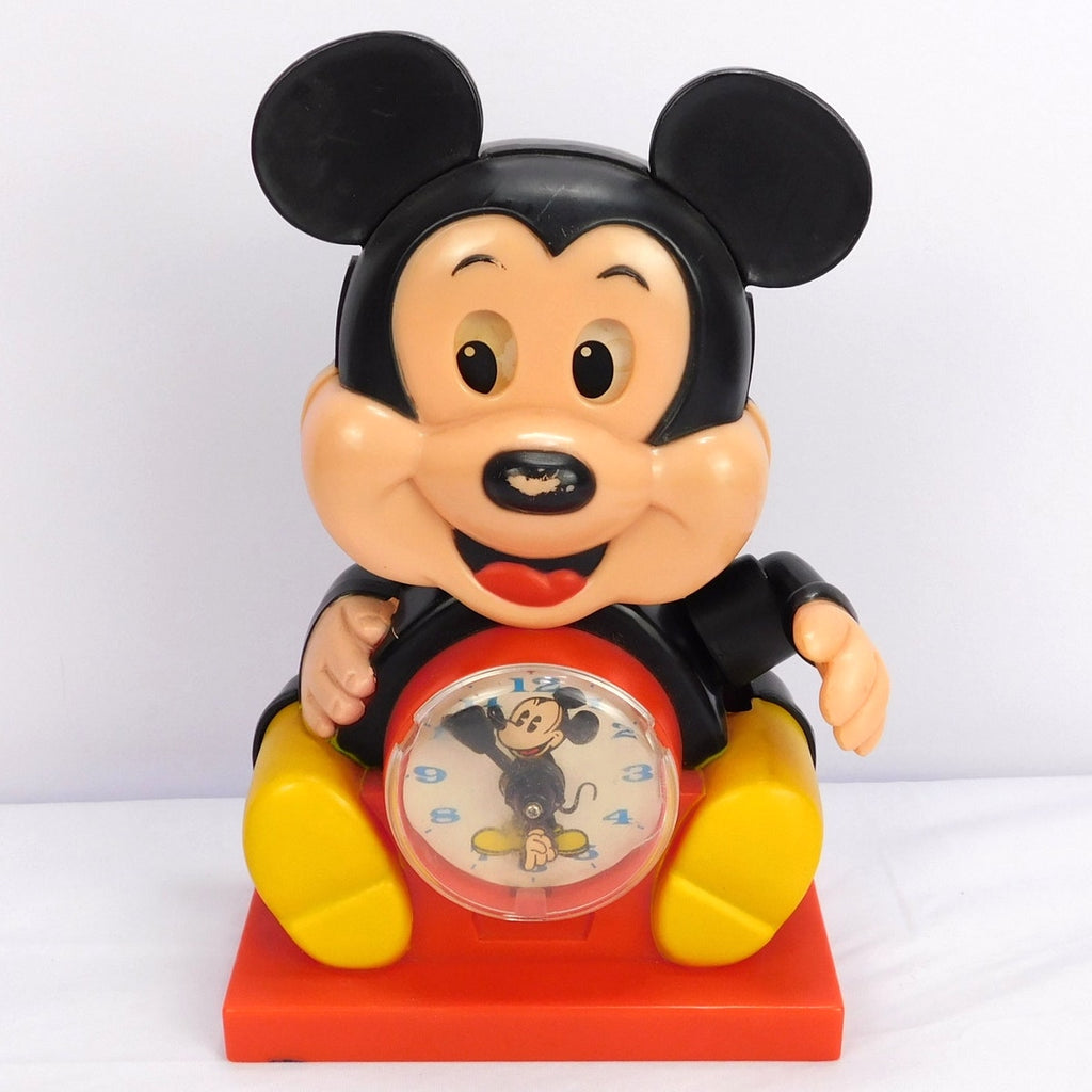 Vintage Illco Walt Disney Mickey Mouse Wind Up Clock Toy Non Working For Display