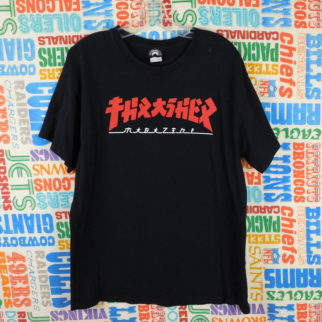 Thrasher Magazine Godzilla Logo T Shirt Mens Large Black Red Skateboard Japan