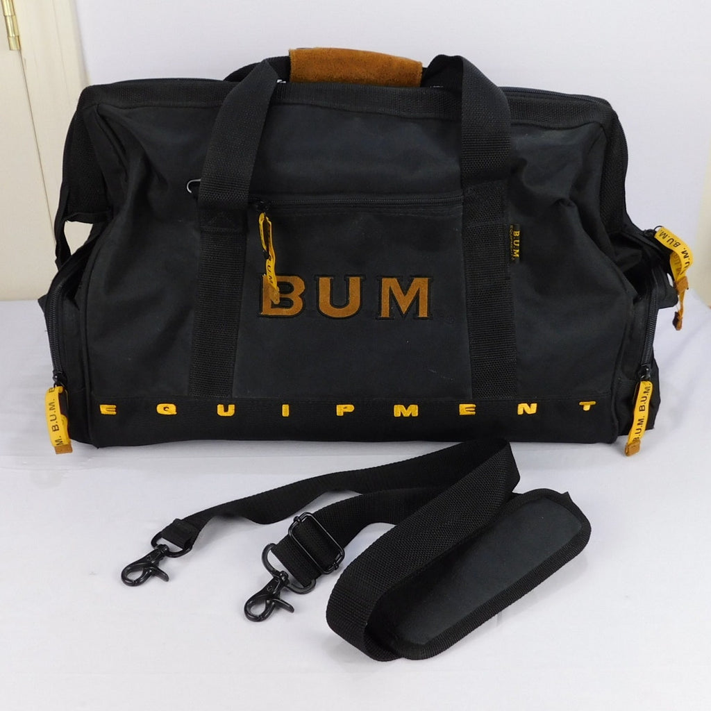 Vintage 90s B.U.M. Equipment Black Duffel Gym Travel Bag Shoulder Strap Black