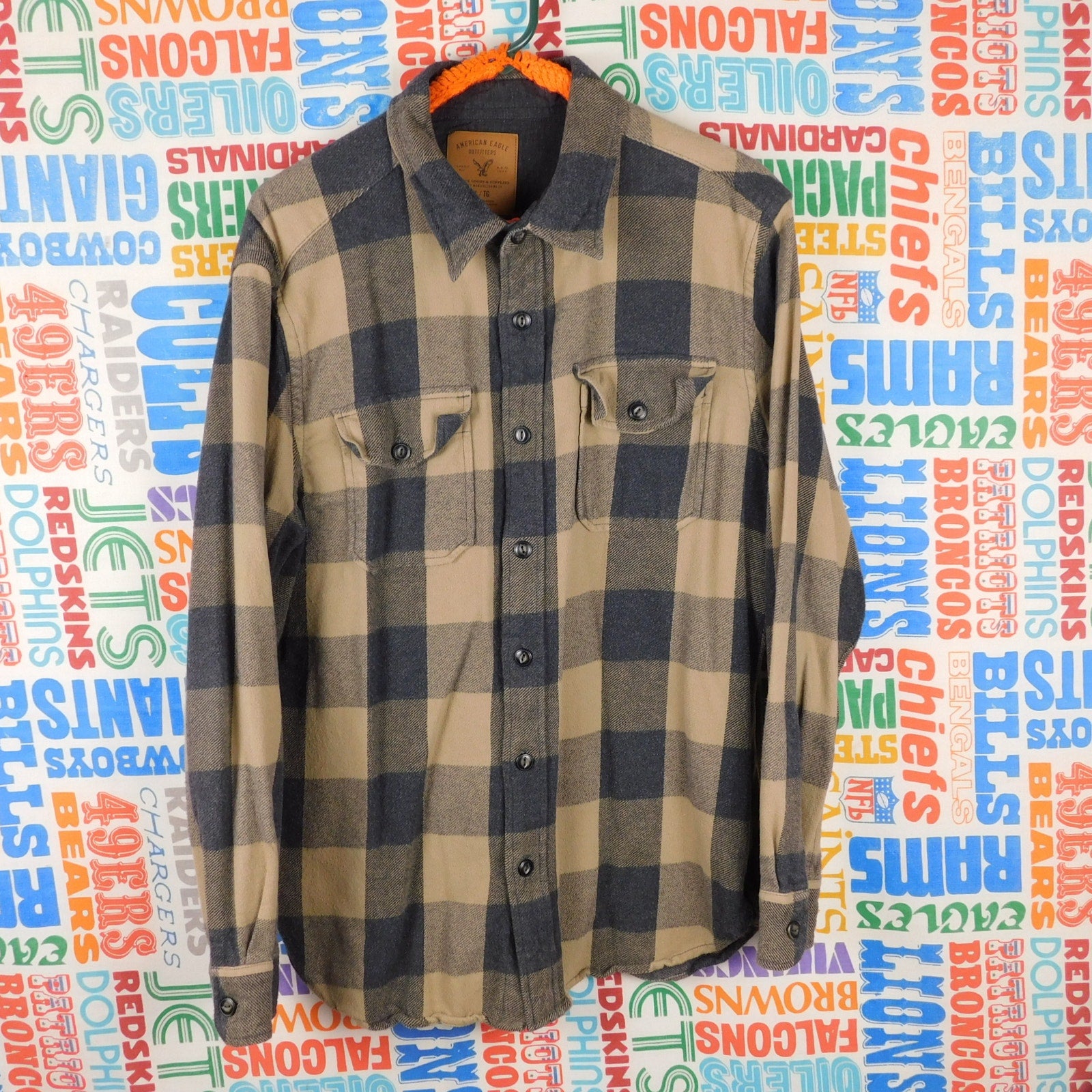 American Eagle Yellow/Black Heavyweight Flannel Shirt - Size XL