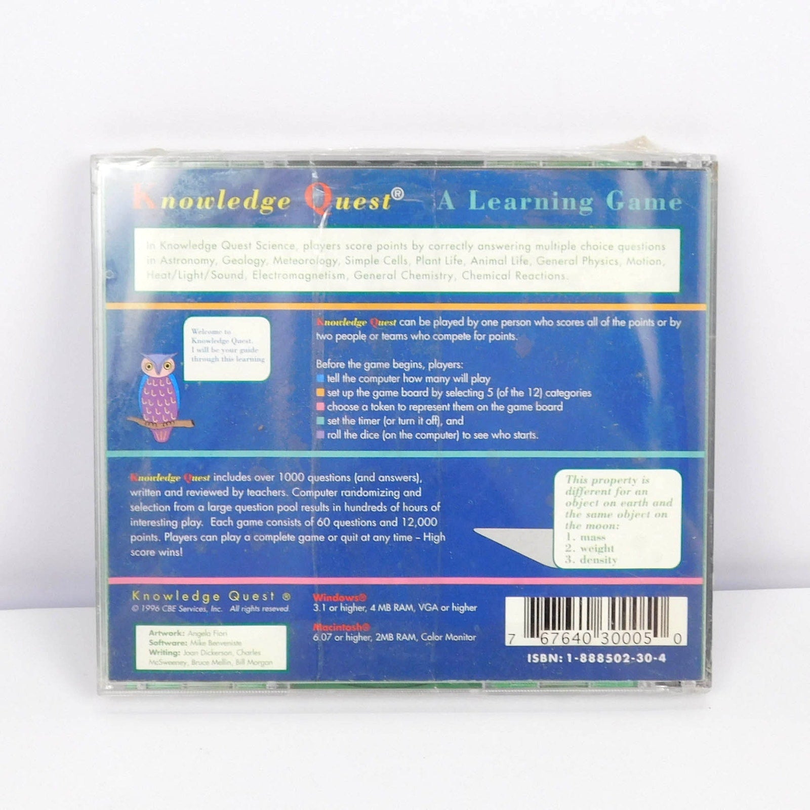 Knowledge Quest Science PC Windows Mac CD ROM Sealed Educational 1996