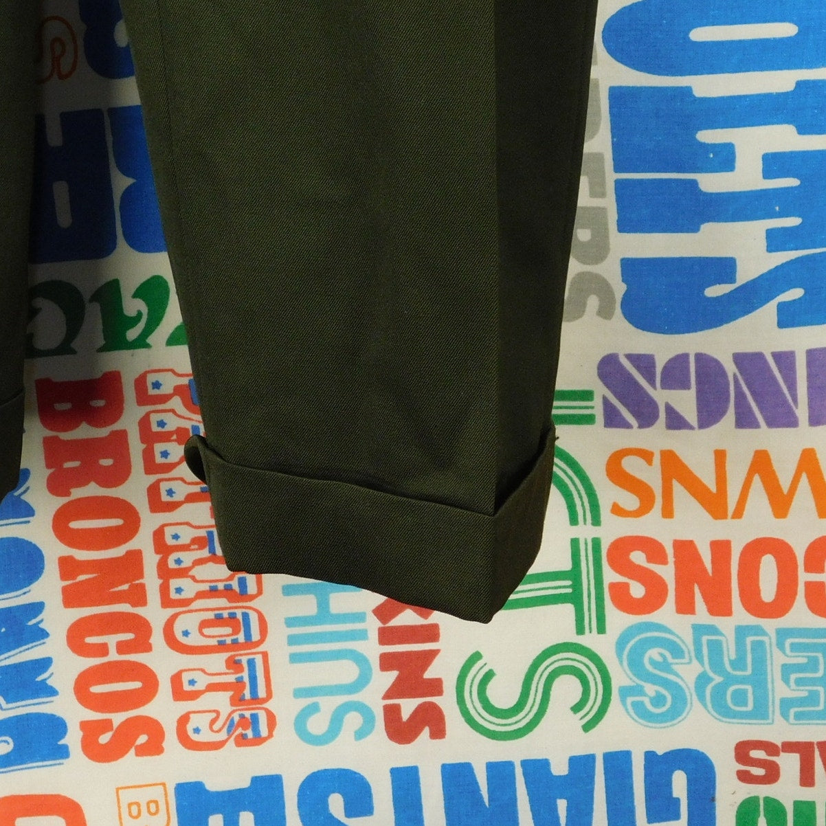 Nordstrom Mens 34R 100% Wool Pleated Cuffed Dress Pants Trousers Green