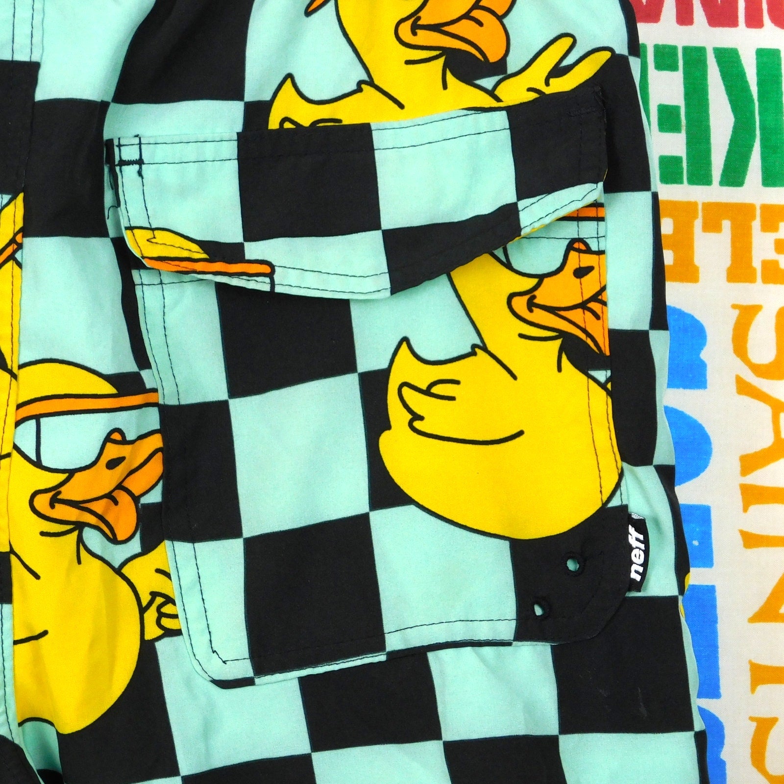 Neff Checkerboard Duck Swim Trunks - Size M