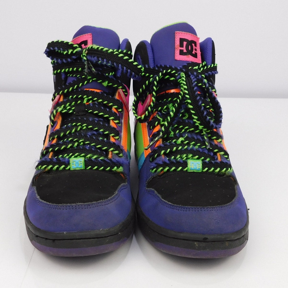 DC Rebound Hi High Top Skate Shoes Women's Size 10 Neon Pink Green 302164
