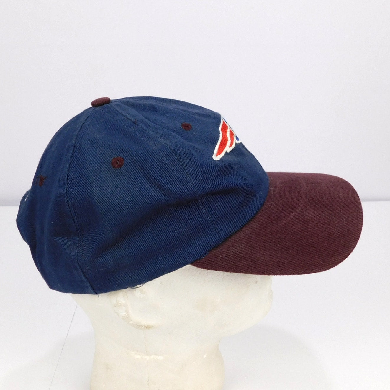 90s Logo Athletic New England Patriots Maroon Brim Snapback Hat - Adjustable