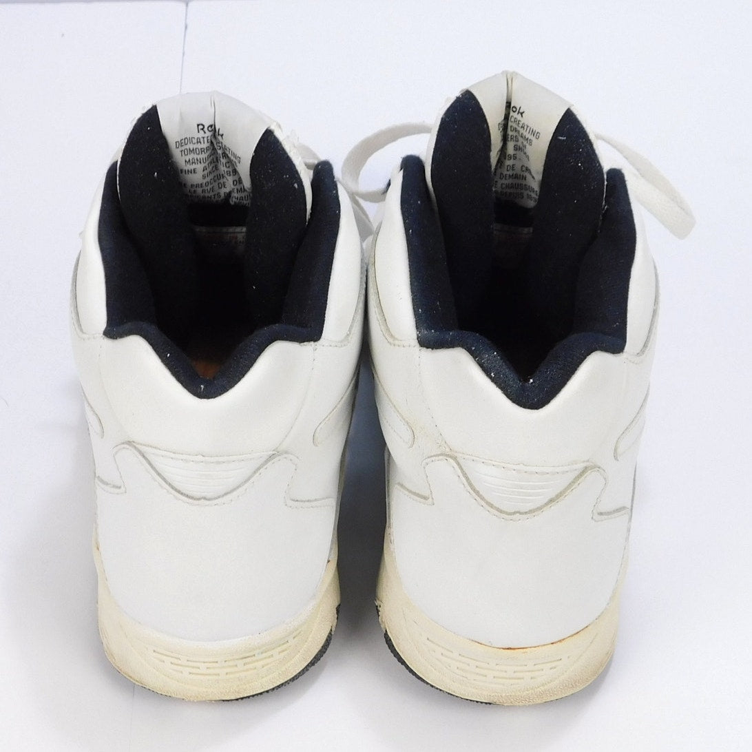 Vintage Reebok 4-R8250 White Black Mid Top Sneakers Mens Size 10 Basketball 90s