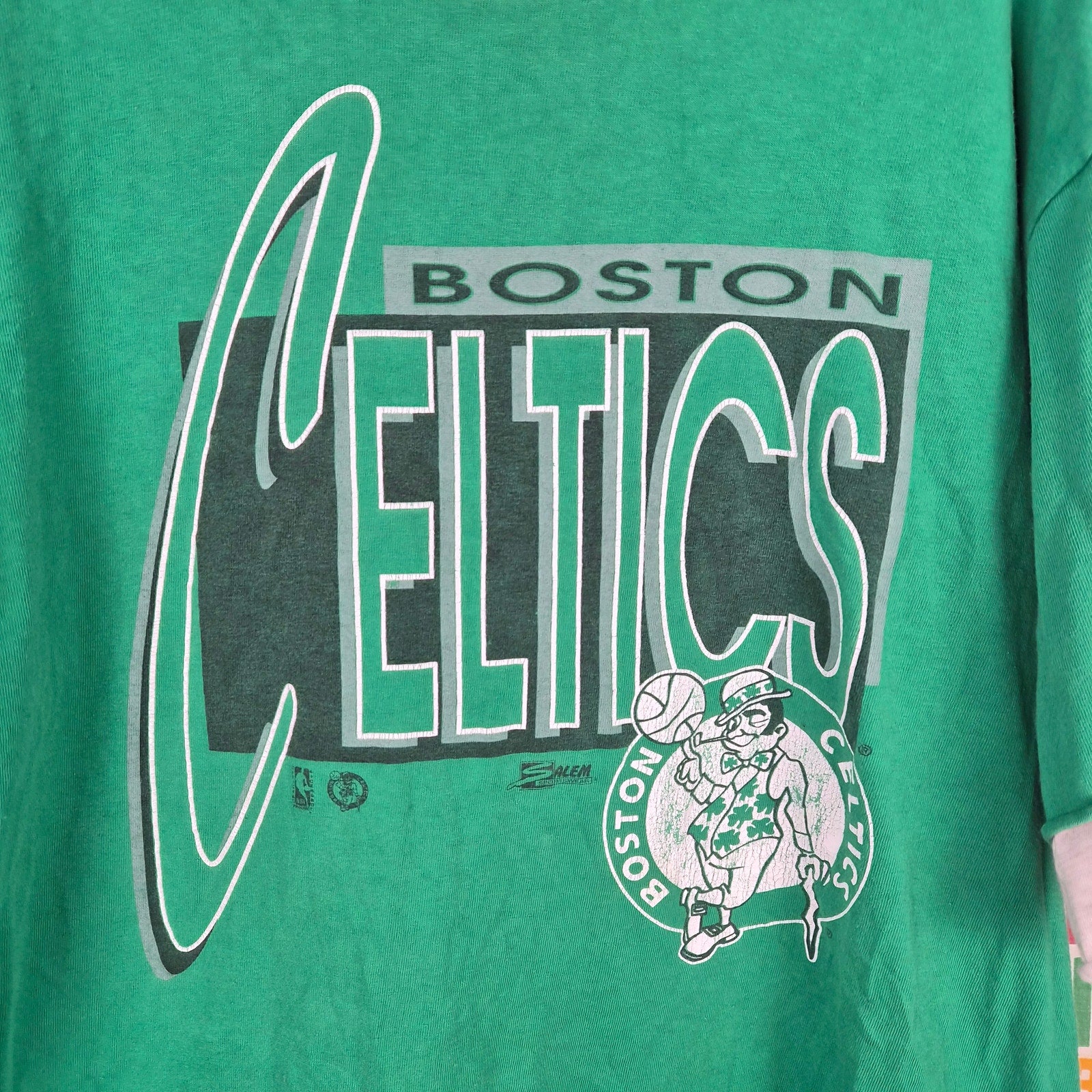 90s Boston Celtics Salem Sportswear Double Layer T Shirt - Size XL