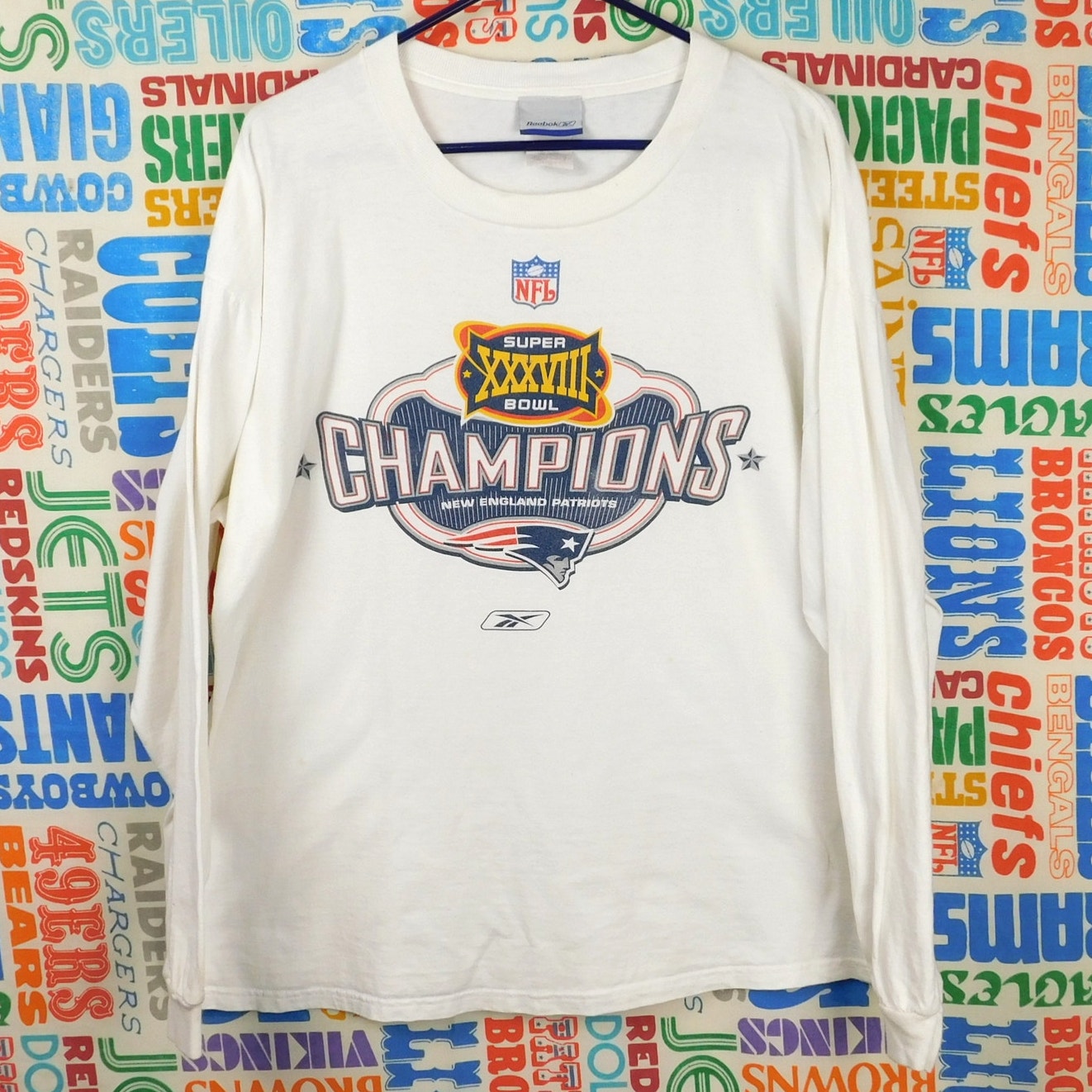 Y2K New England Patriots Super Bowl 38 Champions Long Sleeve Tee - Size L