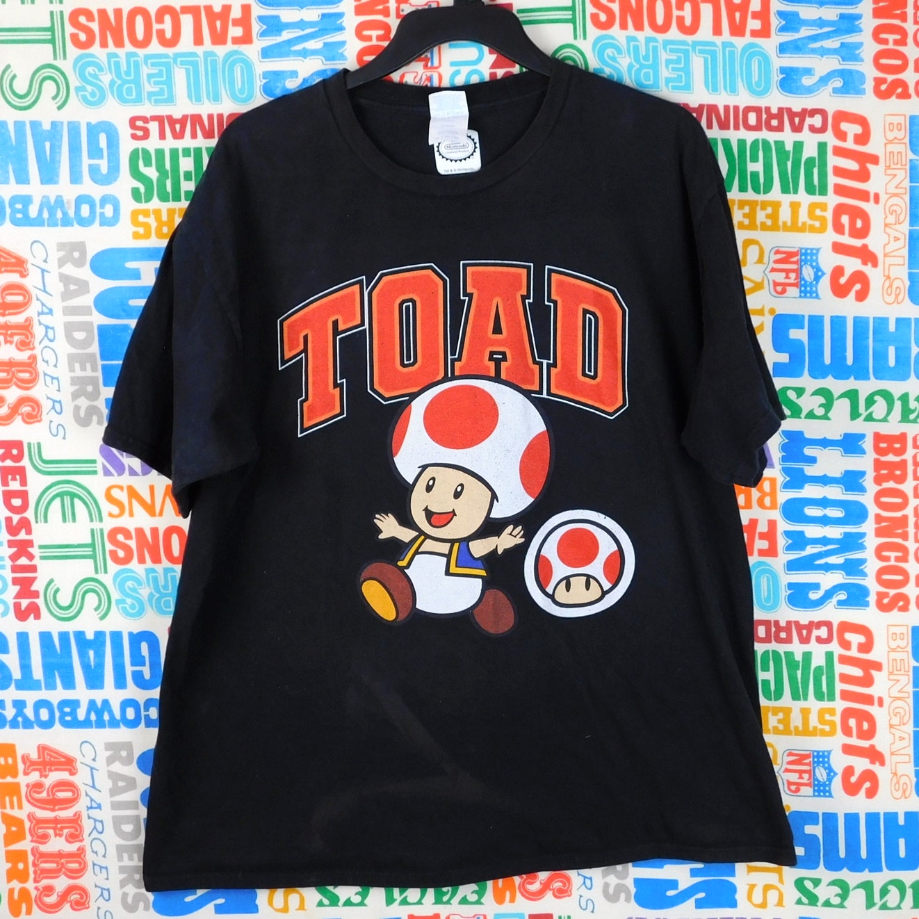 Nintendo TOAD Spellout Graphic T Shirt - Size XL (Flawed)