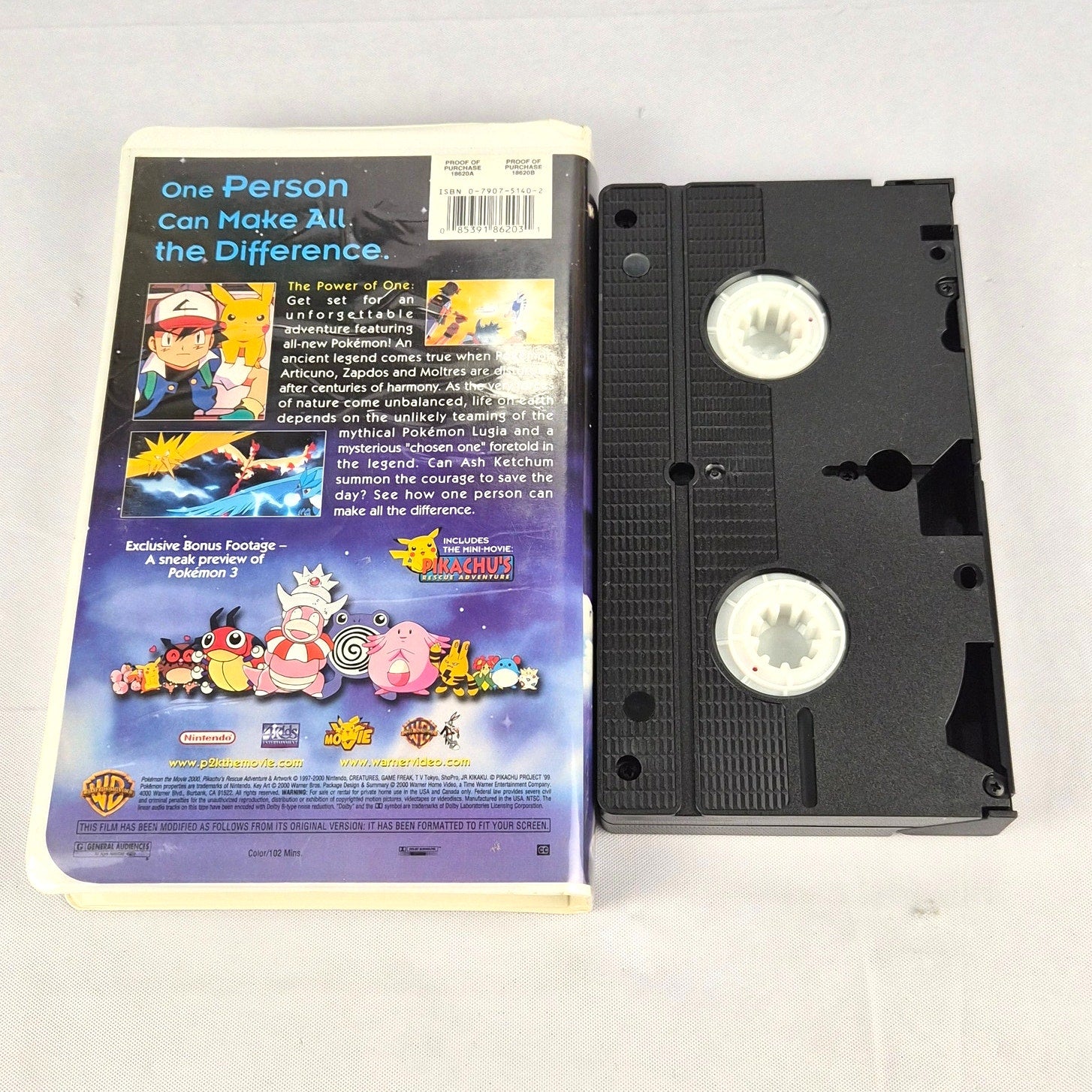 Pokemon The Movie 2000 VHS Tested Clamshell Warner Bros Kids Nintendo