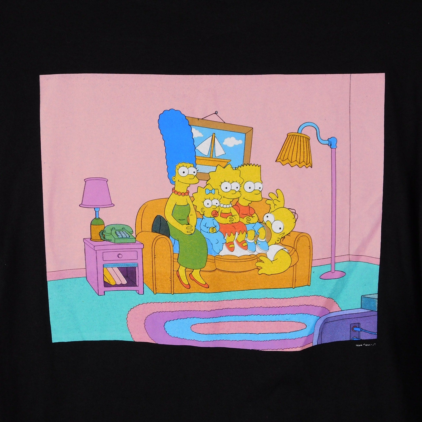 The Simpsons Couch Gag Double Sided Graphic T Shirt - Size L