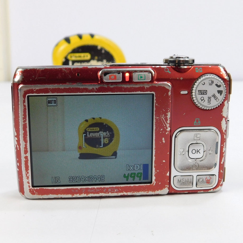 Olympus FE-280 Red 8MP CCD Digital Camera 1GB xD 2 Batteries Charger Tested