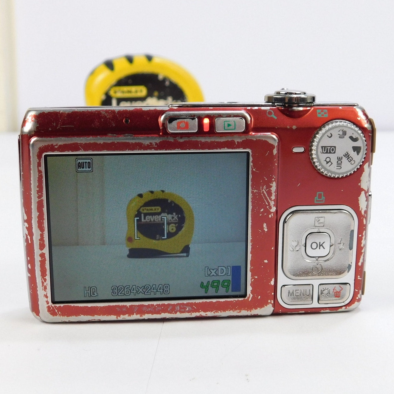 Olympus FE-280 Red 8MP CCD Digital Camera 1GB xD 2 Batteries Charger Tested