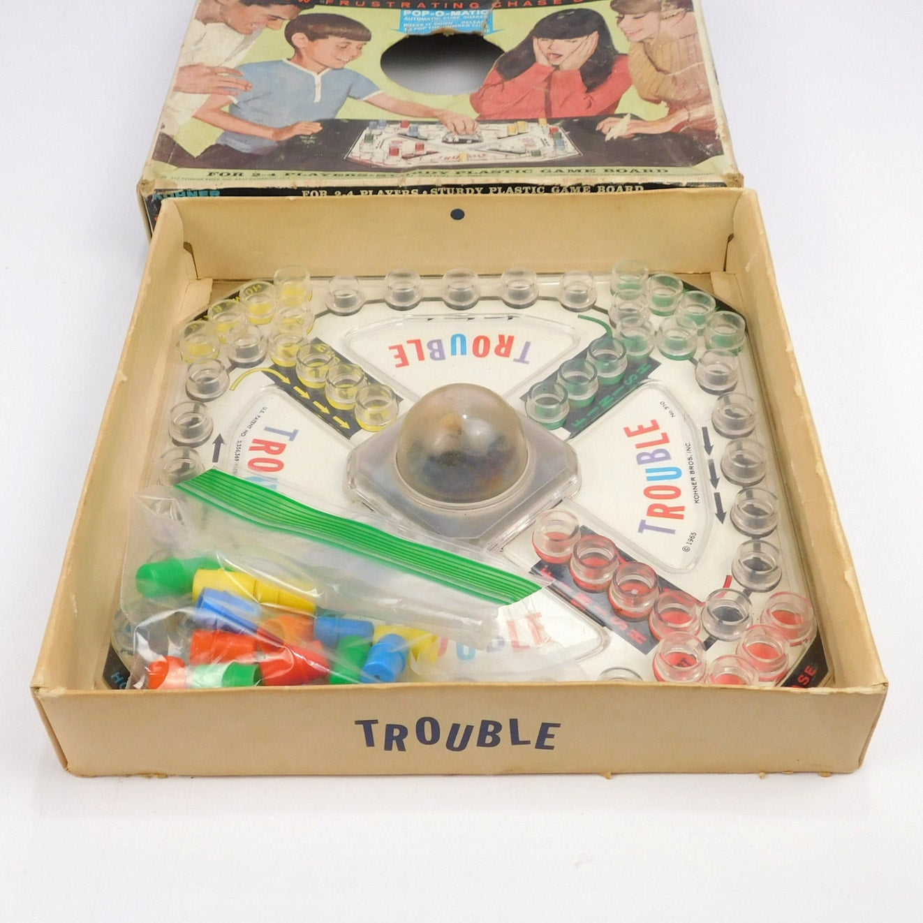 Vintage 1965 Kohner Trouble Pop-O-Matic Board Game Complete In Box No. 310