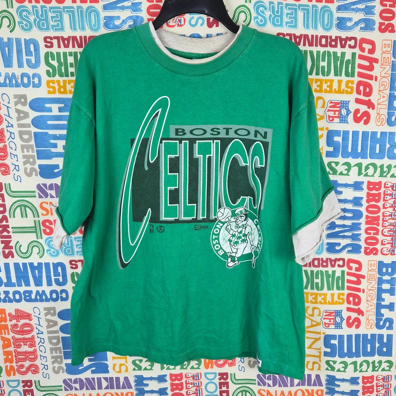90s Boston Celtics Salem Sportswear Double Layer T Shirt - Size XL