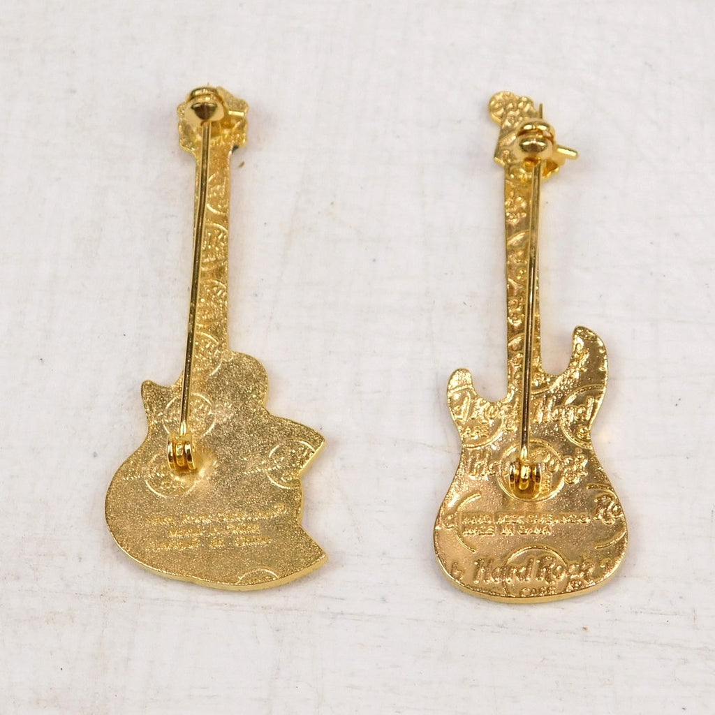 Hard Rock Cafe Niagara Falls Guitar Pins Lot of 2 Gold Tone Enamel 2.25 Inch