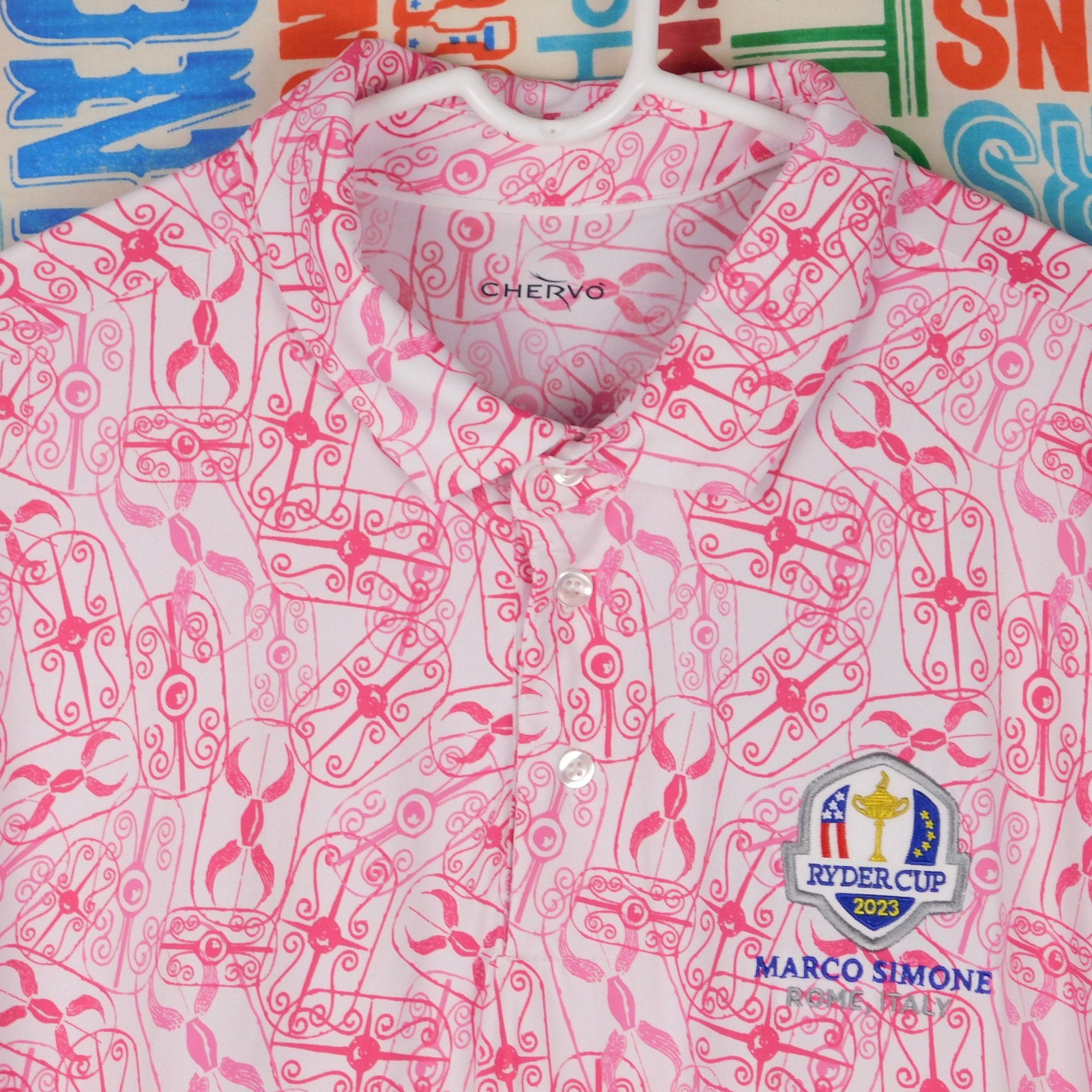 2023 Ryder Cup Chervo Marco Simone Pink Polo Shirt - Size XL, NWT
