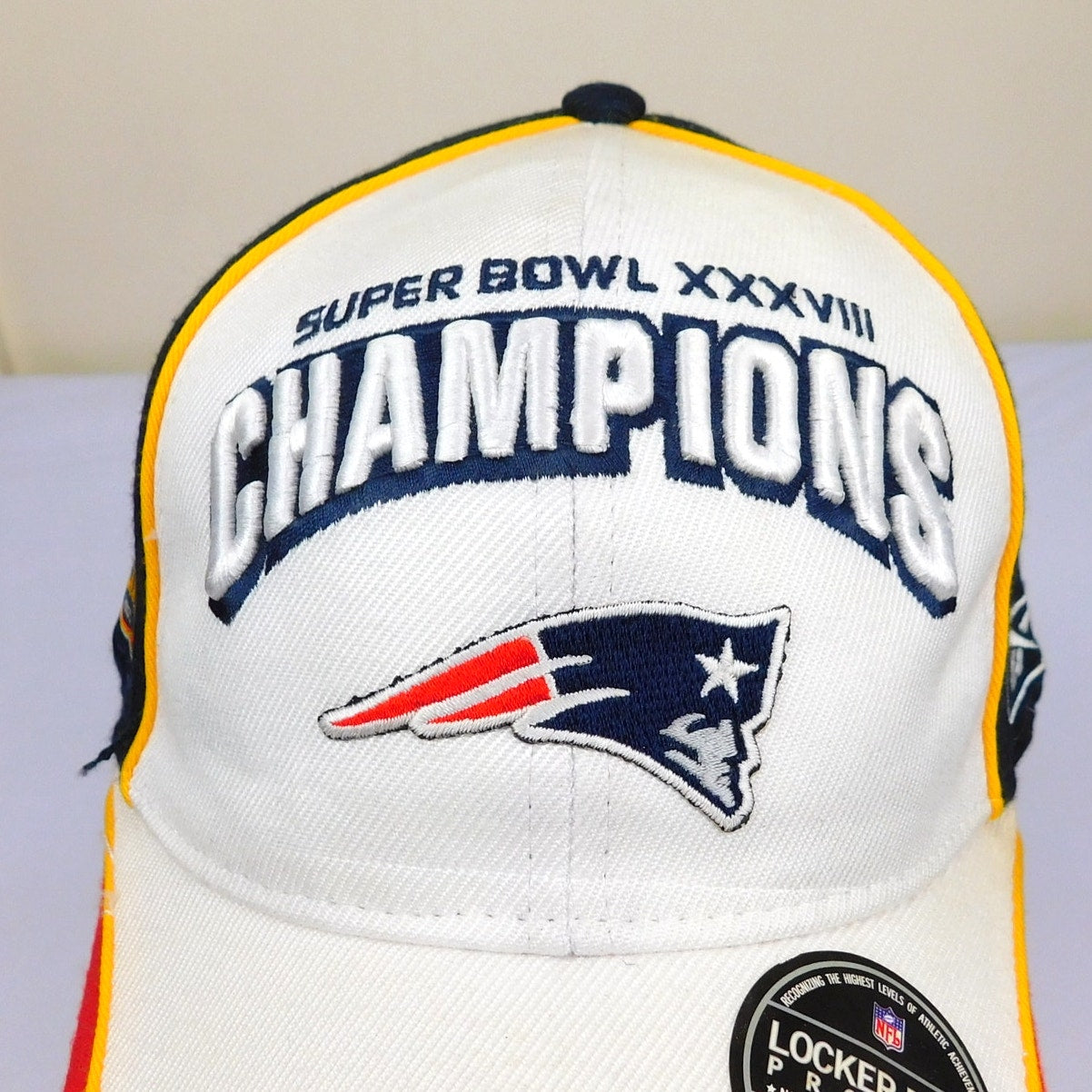 New England Patrios Super Bowl 38 Champs Locker Room Hat - Adjustable