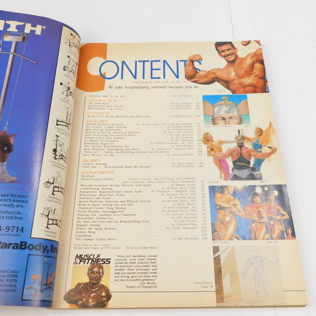 Muscle & Fitness December 1986 Rich Gaspari Jane Chapluk Bodybuilding Magazine