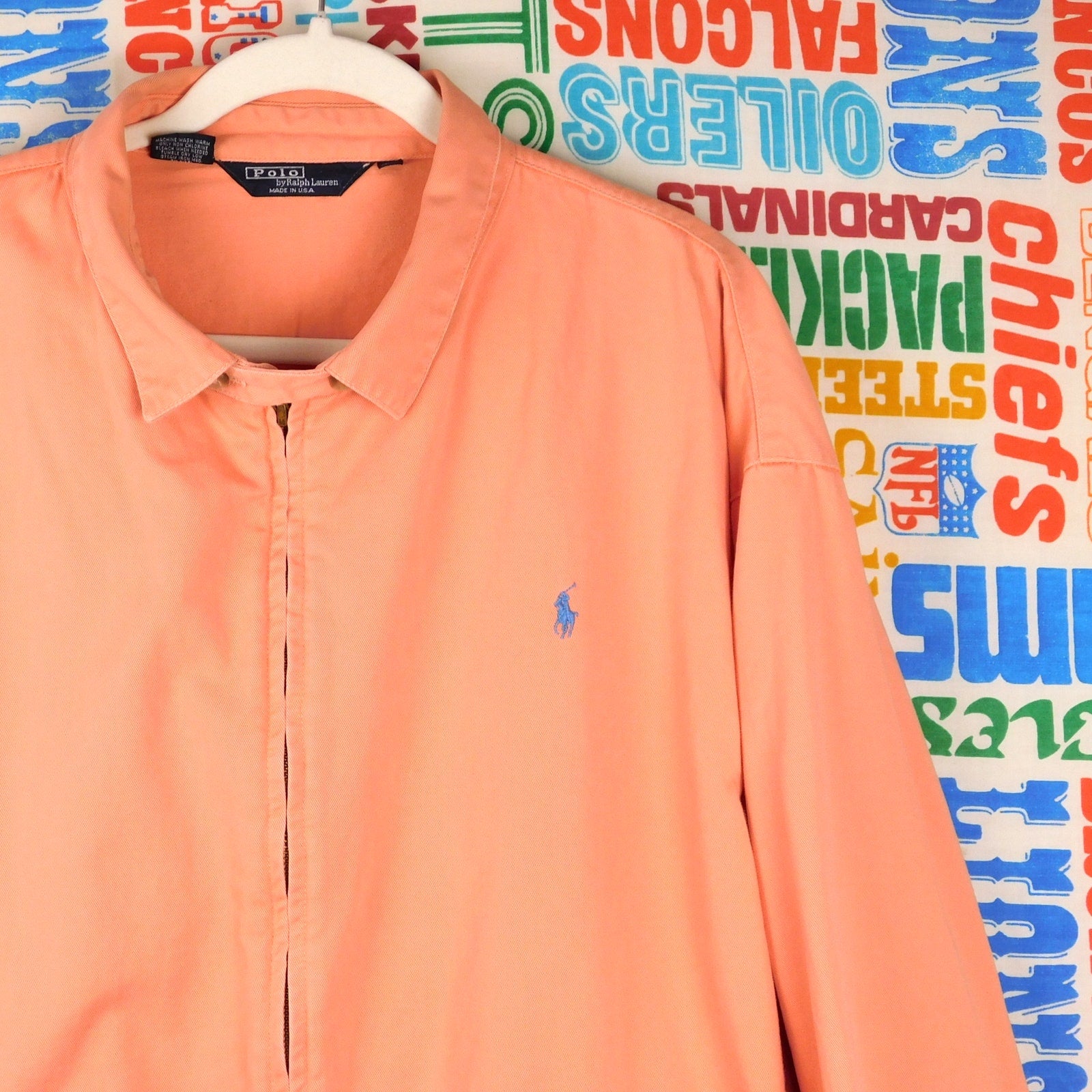 90s Polo Ralph Lauren Salmon Peach Bomber Jacket - Size 2XL