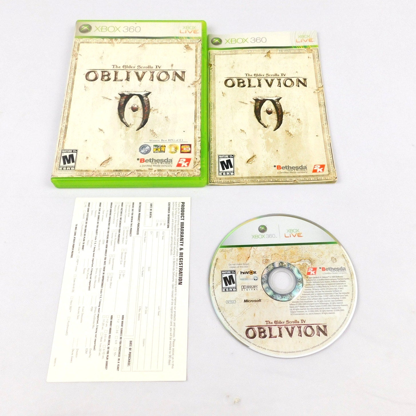 Elder Scrolls IV Oblivion Microsoft Xbox 360 Tested Working Missing Map 2006
