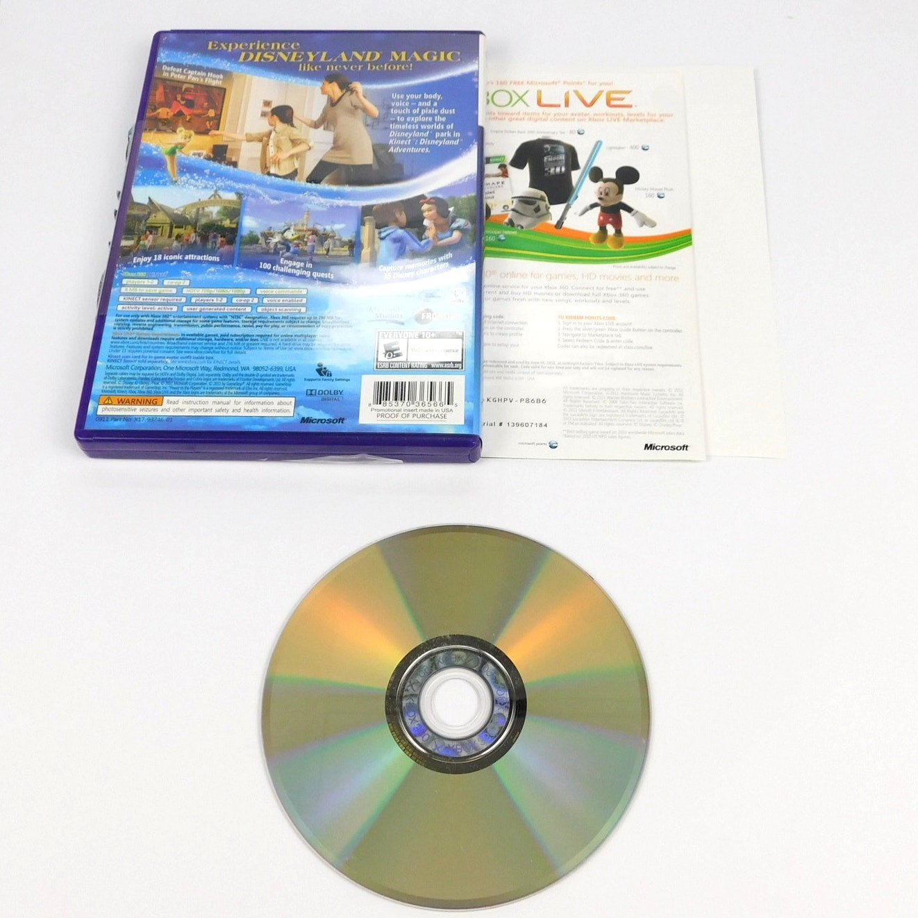 Kinect Disneyland Adventures Microsoft Xbox 360 Tested Working Complete CIB