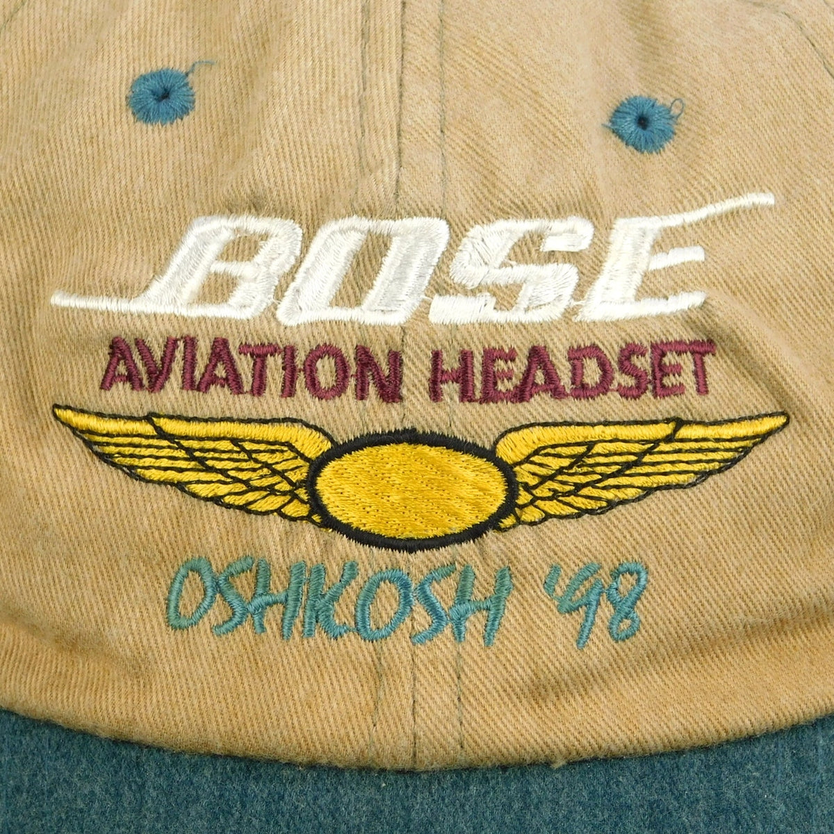 Vintage 1998 Bose Aviation Headset Oshkosh 98 Snapback Hat Cap 90s USA
