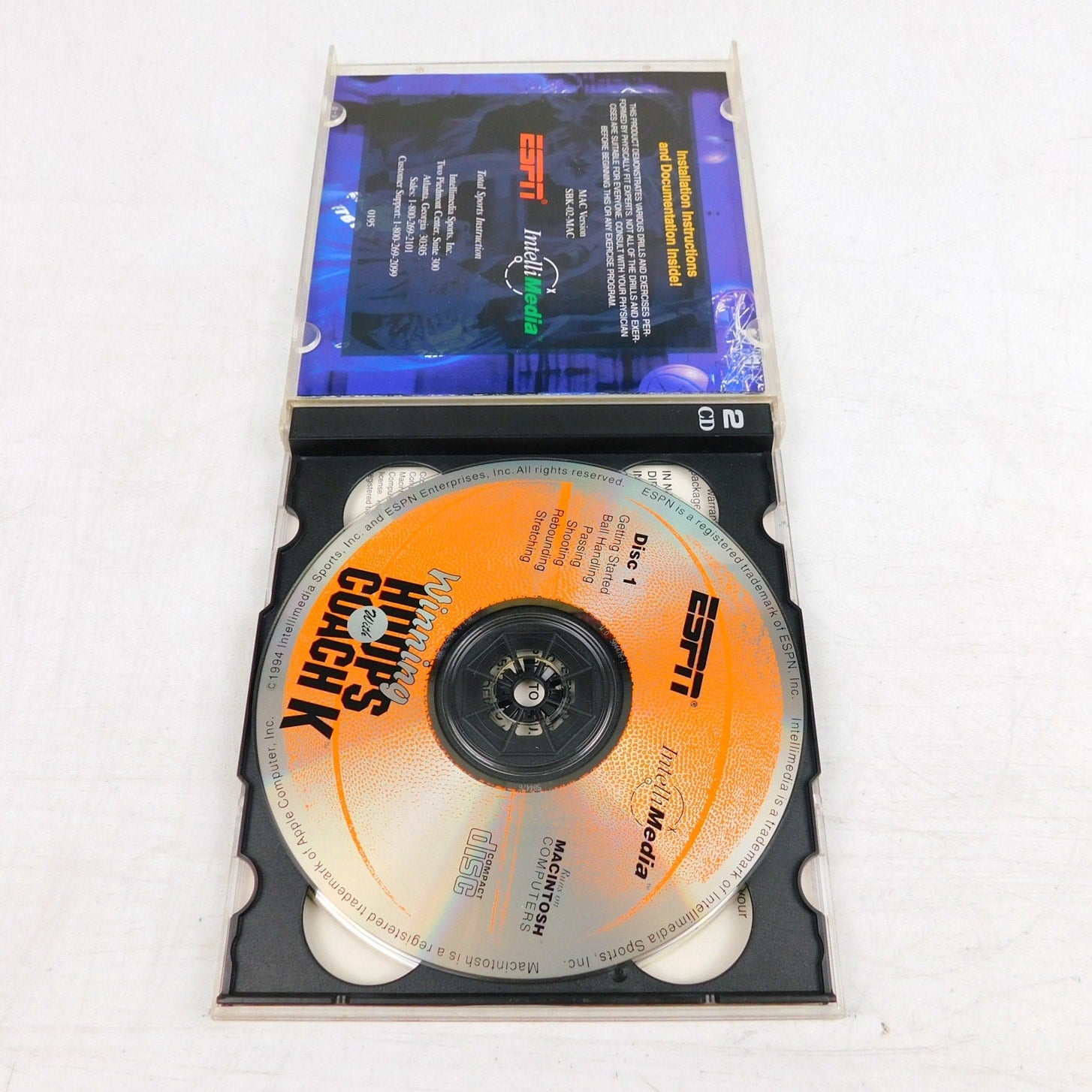 ESPN Winning Hoops With Coach K PC CD ROM Tested 1994 Intellimedia 2 Disc