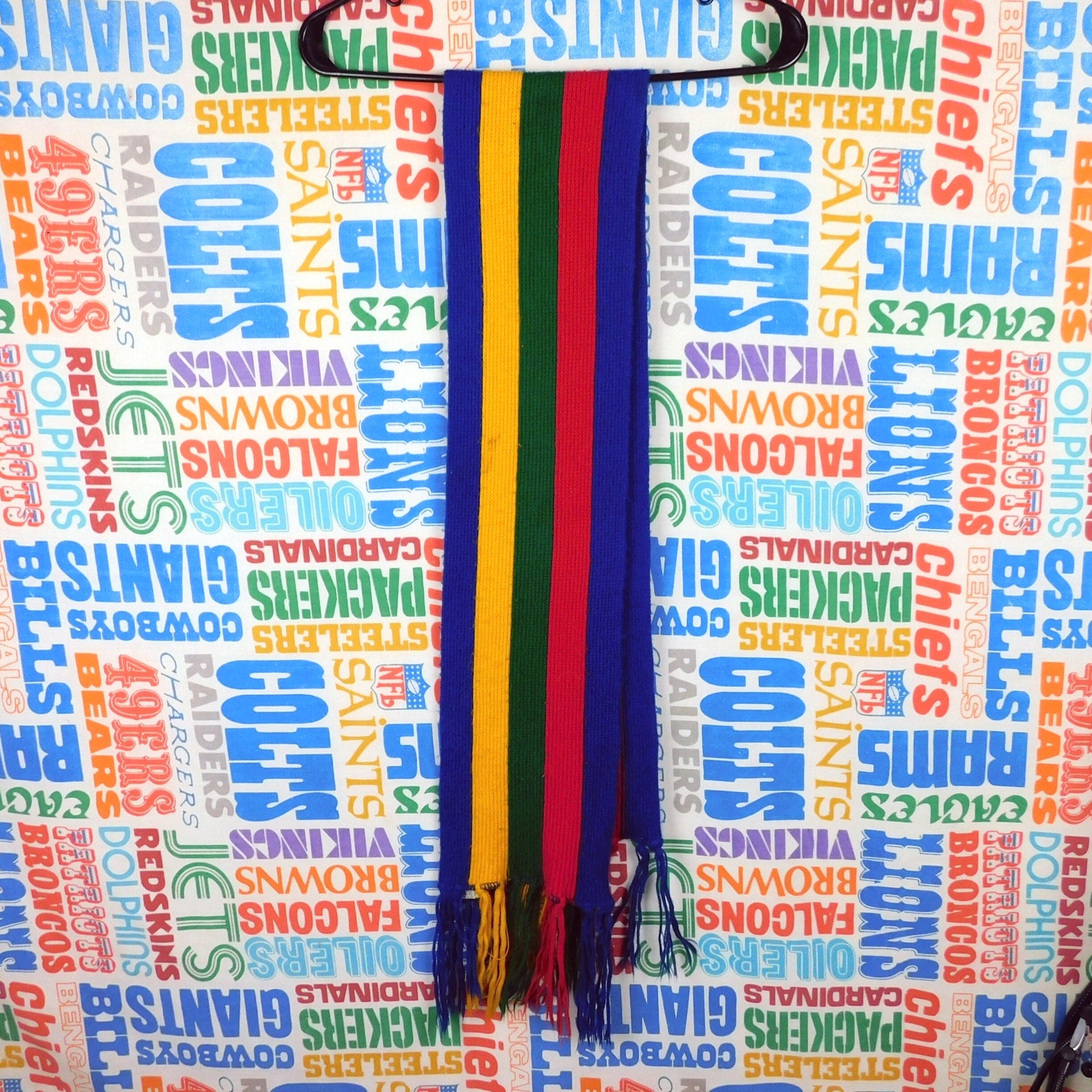 70s/80s Japanese Multicolor Acrylic Scarf - 58" x 7"